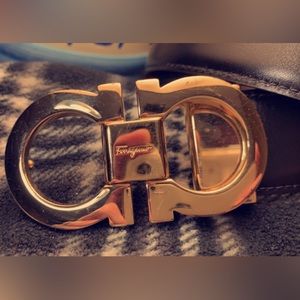 Salvatore Ferragamo - Black/Brown Belt w Gold Buckle
